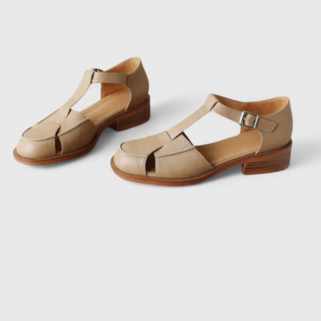 Maren | Women's Leather Closed-Toe T-Strap Sandals