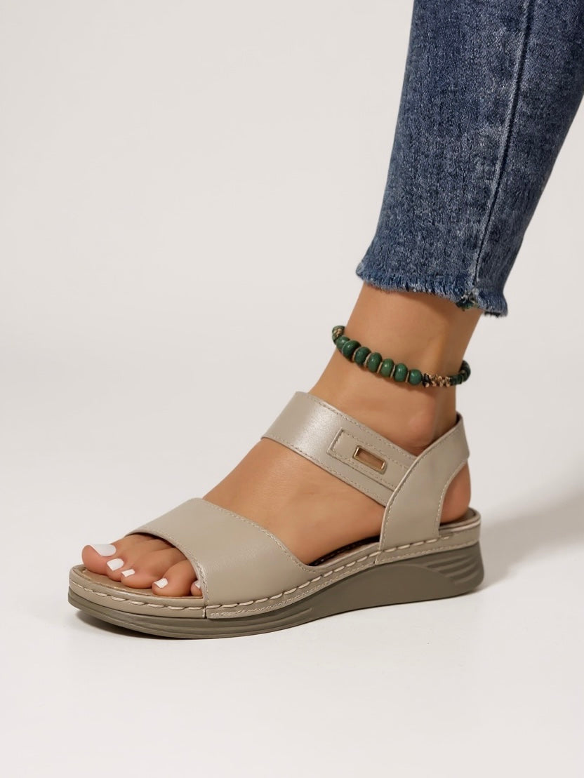 Maren | Women's Orthopedic Leather Two-Strap Wedge Sandals