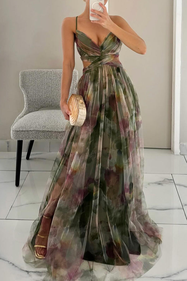 Margaux | Women's Chiffon Floral Pleated Maxi Gown Elegant
