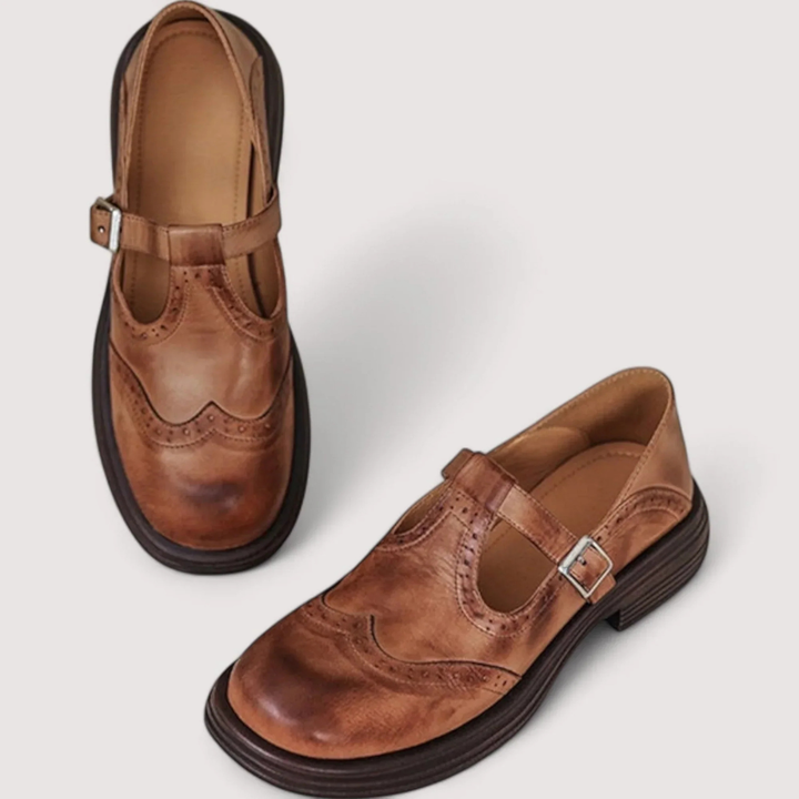Margot | Women's Leather Brogue Mary Jane Flatform Shoes
