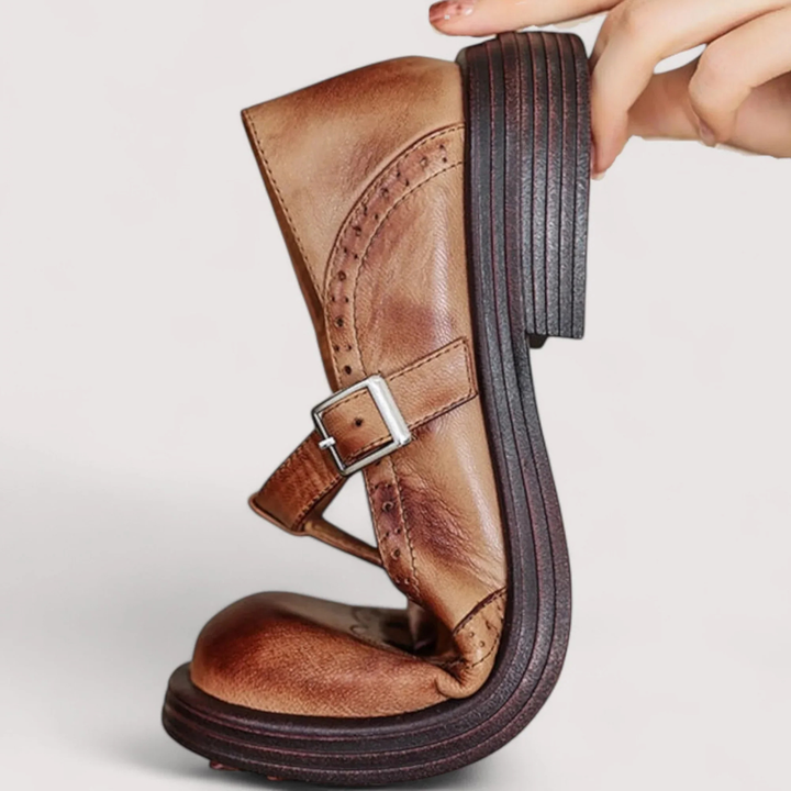 Margot | Women's Leather Brogue Mary Jane Flatform Shoes