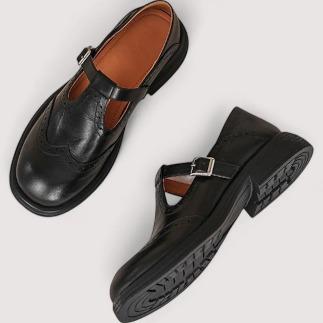 Margot | Women's Leather Brogue Mary Jane Flatform Shoes