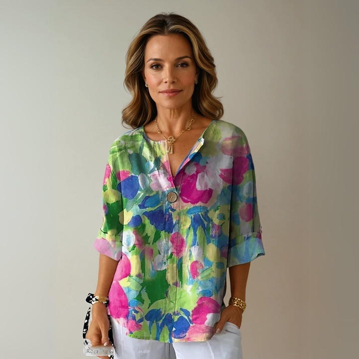 Margot | Women's Lightweight Floral Button-Front Blouse
