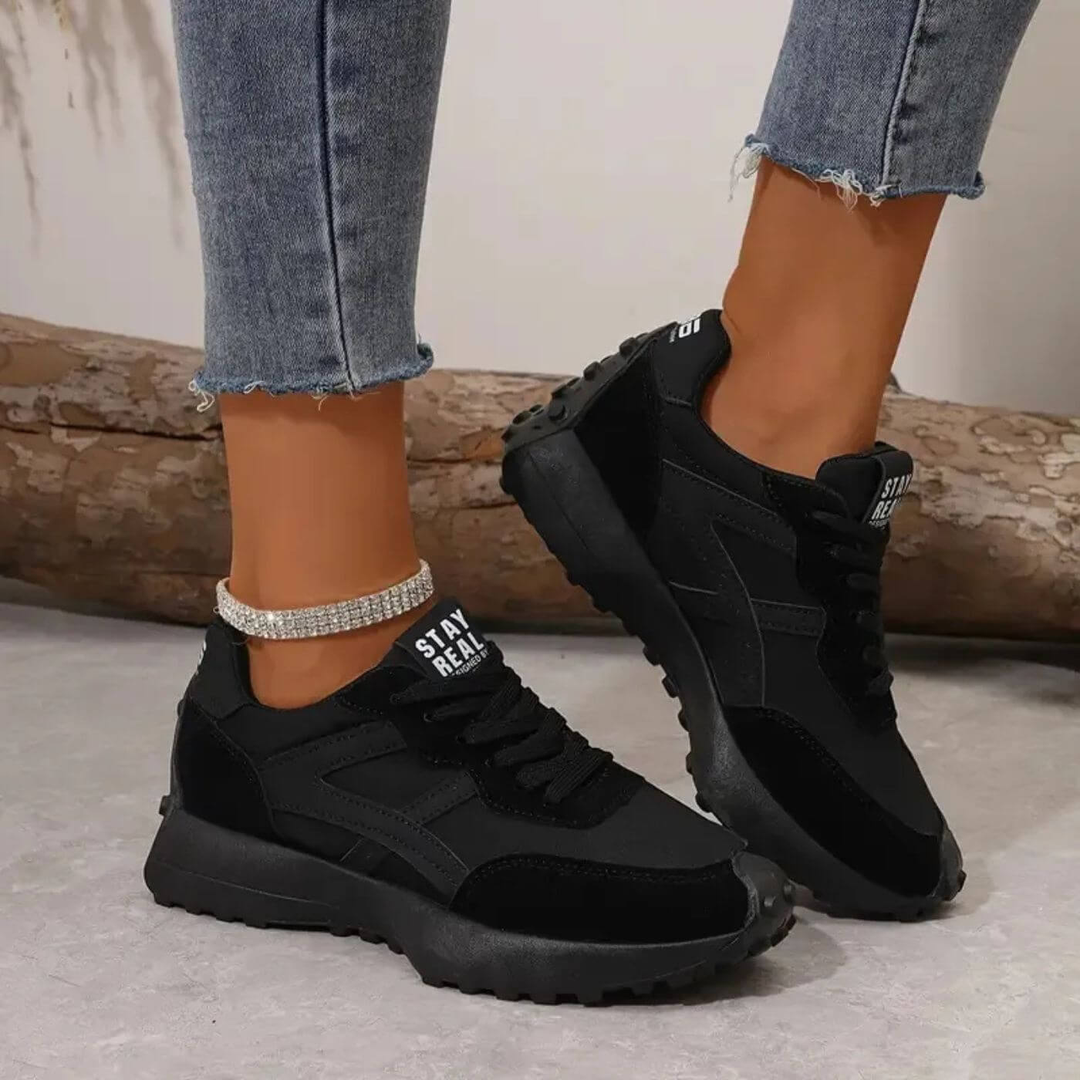 Marlow | Women's Breathable Suede Colour-Block Chunky Retro Trainers