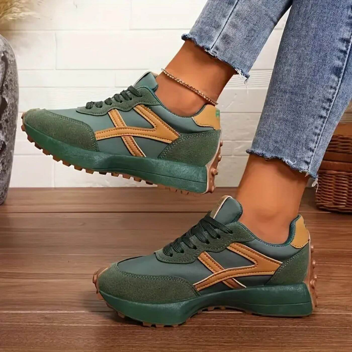 Marlow | Women's Breathable Suede Colour-Block Chunky Retro Trainers