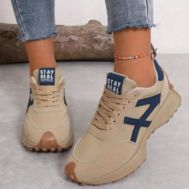 Marlow | Women's Breathable Suede Colour-Block Chunky Retro Trainers