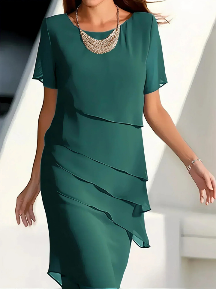 Marlowe | Women's Chiffon Layered Tiered Midi Dress Elegant