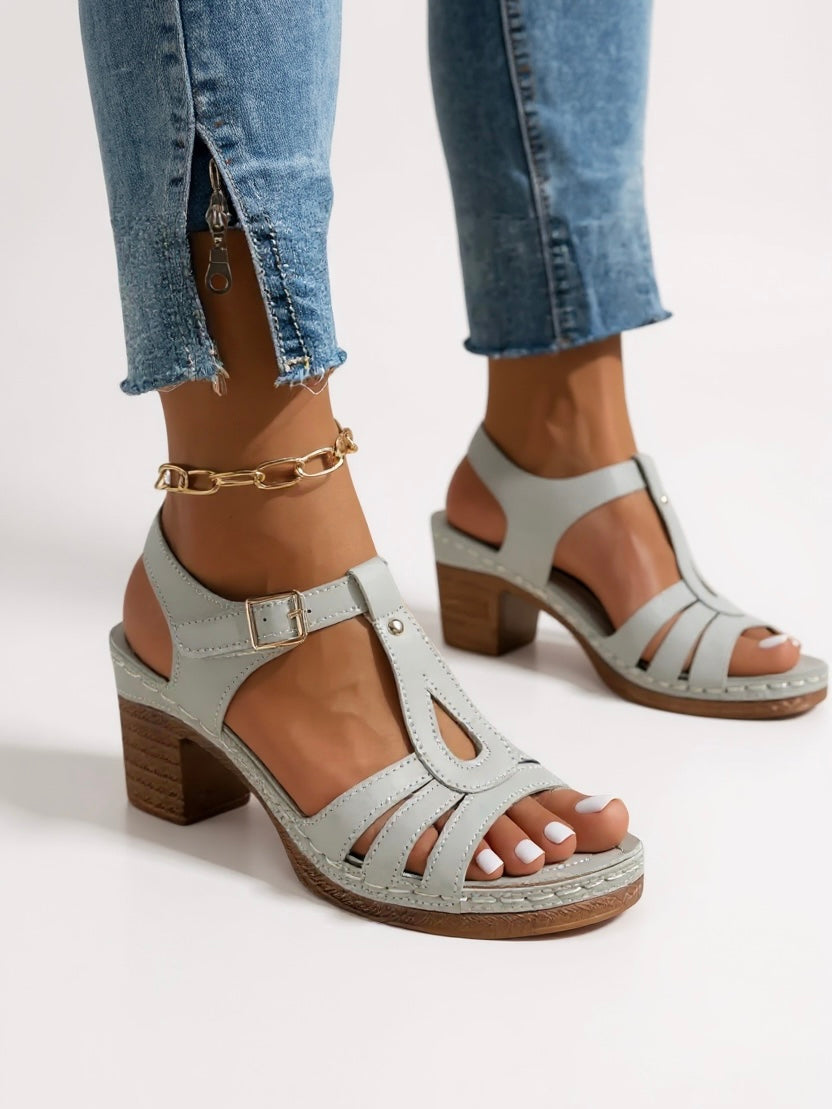 Marlowe | Women's Leather Strappy Block Heel Sandals