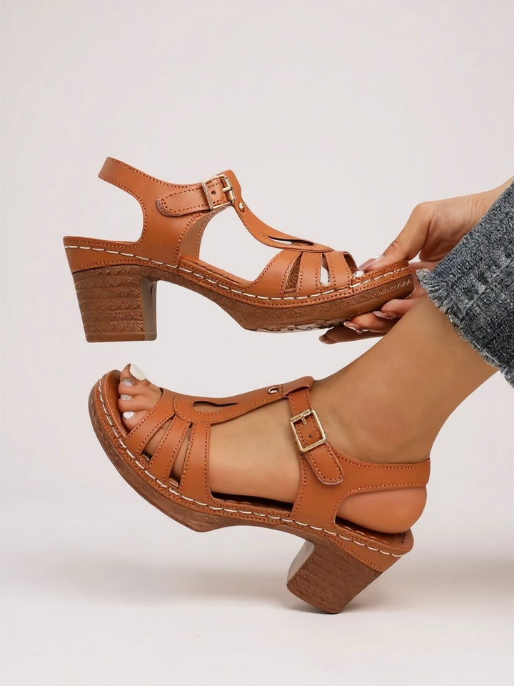 Marlowe | Women's Leather Strappy Block Heel Sandals