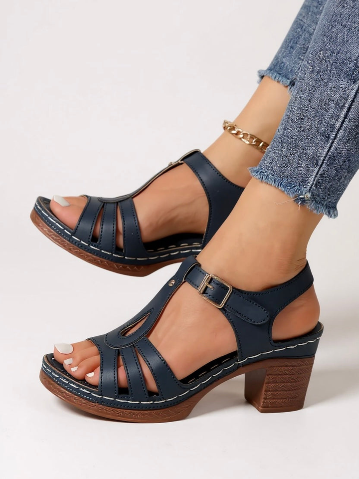 Marlowe | Women's Leather Strappy Block Heel Sandals