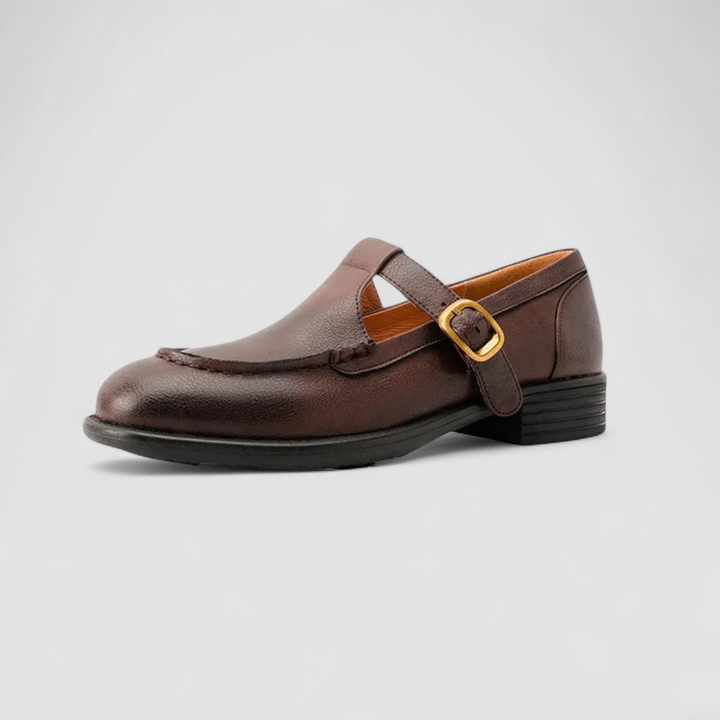 Marlowe | Women's Leather T-Bar Buckle Flat Loafers