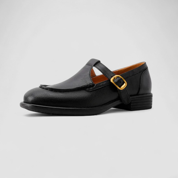 Marlowe | Women's Leather T-Bar Buckle Flat Loafers