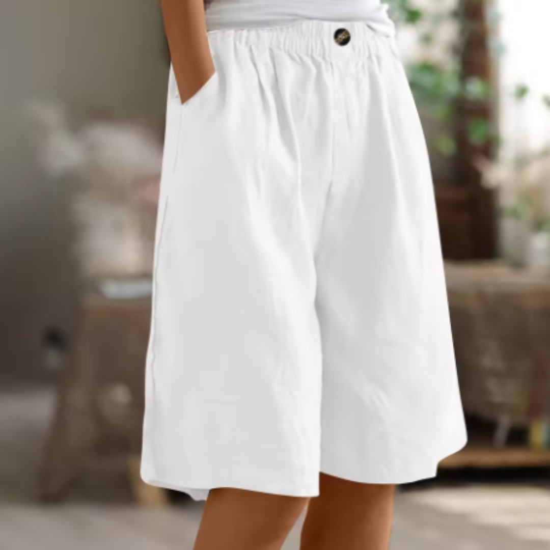 Marlowe | Women's Linen Elastic-Waist Bermuda Shorts