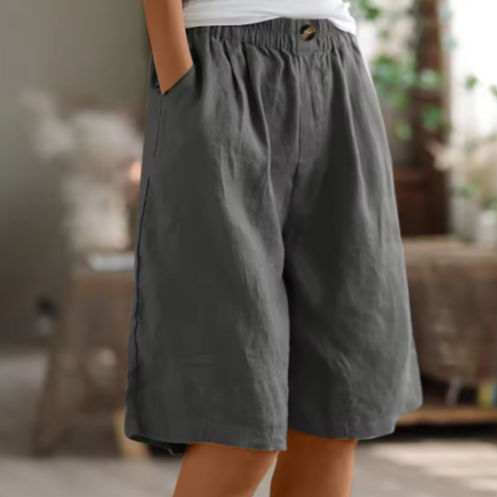 Marlowe | Women's Linen Elastic-Waist Bermuda Shorts