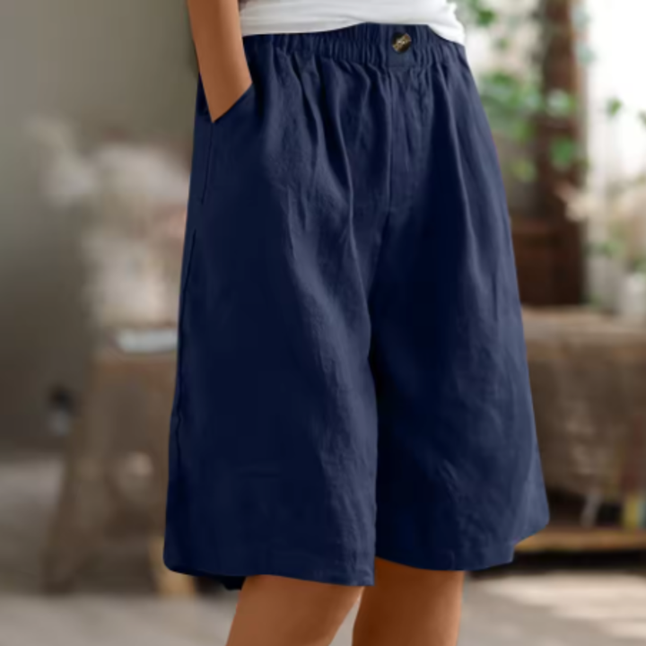 Marlowe | Women's Linen Elastic-Waist Bermuda Shorts