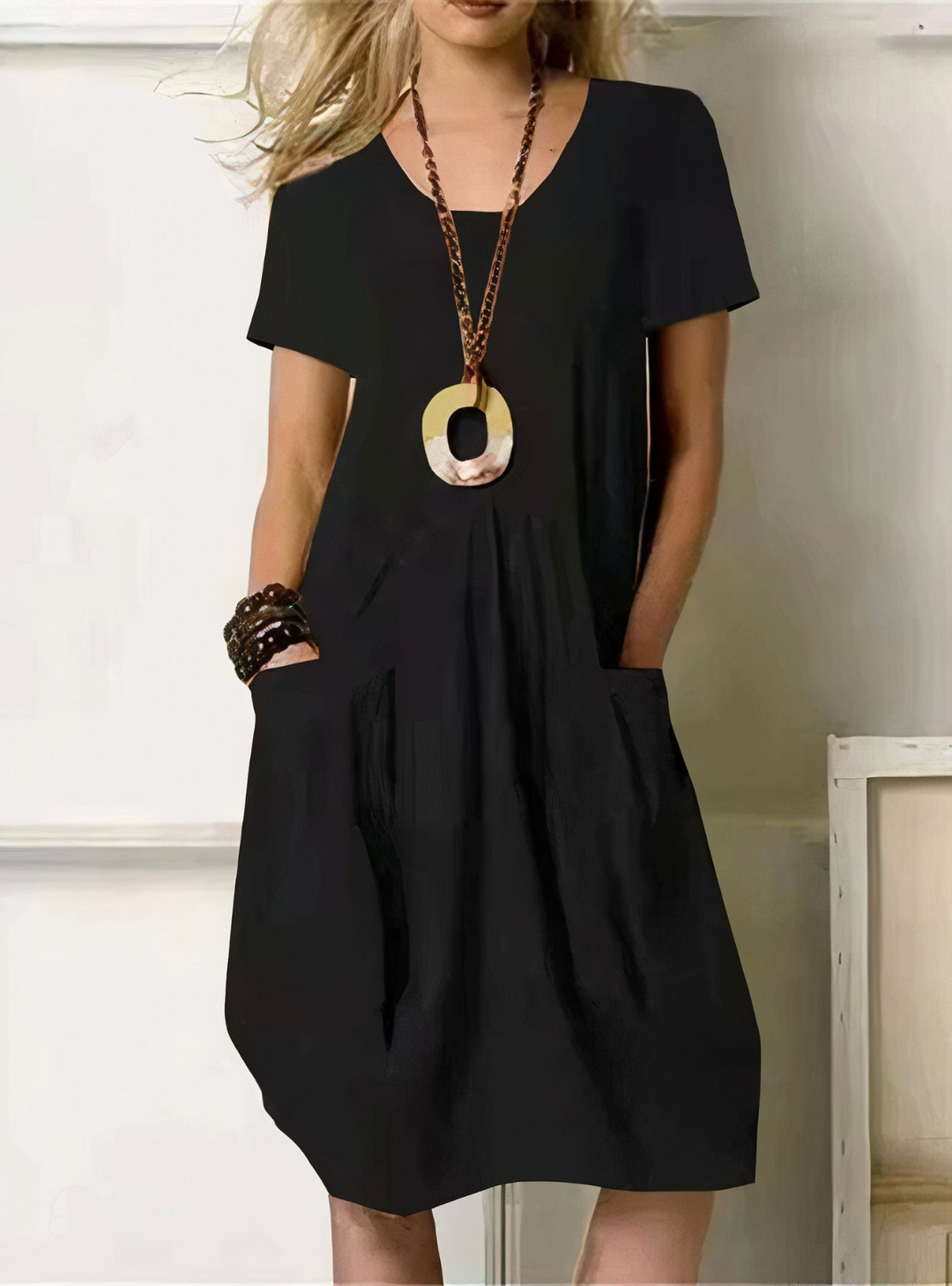 Marlowe | Women's Linen Relaxed Tulip-Hem Casual Dress