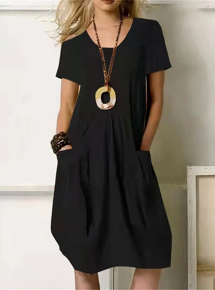 Marlowe | Women's Linen Relaxed Tulip-Hem Casual Dress