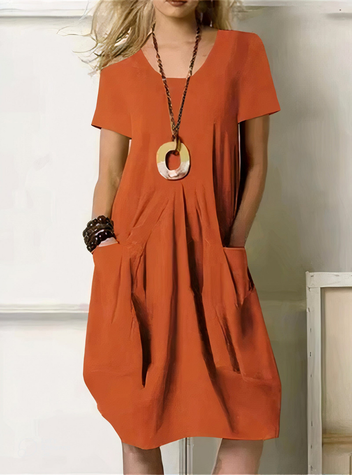 Marlowe | Women's Linen Relaxed Tulip-Hem Casual Dress