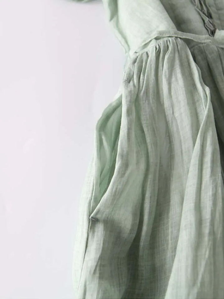 Marlowe | Women's Linen Ruffle-Front Tie-Waist Maxi Dress