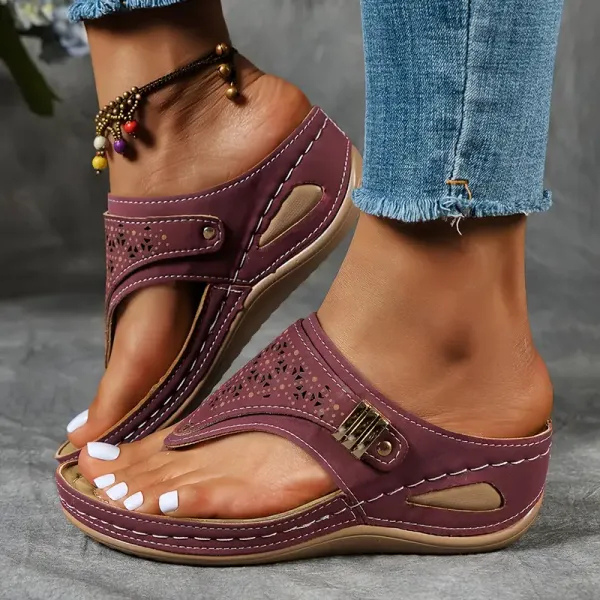 Marlowe | Women's Orthopaedic Toe-Post Wedge Thong Sandals