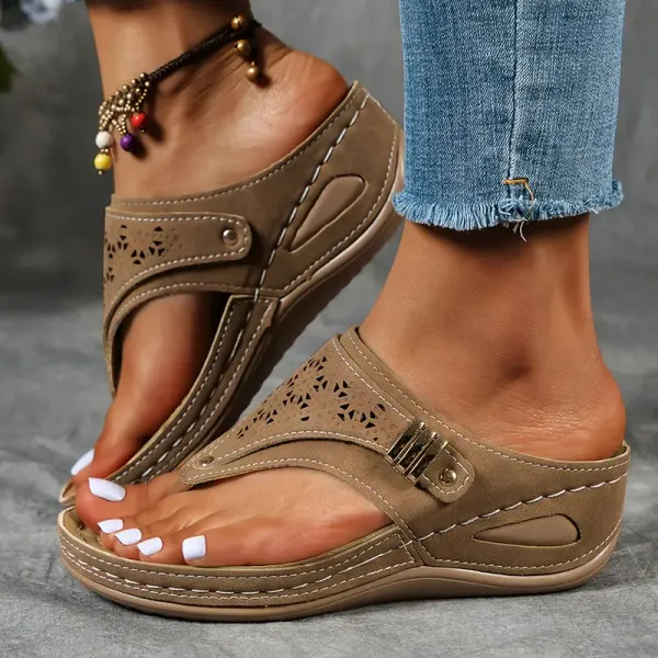 Marlowe | Women's Orthopaedic Toe-Post Wedge Thong Sandals