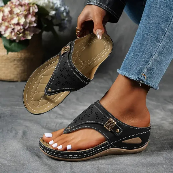 Marlowe | Women's Orthopaedic Toe-Post Wedge Thong Sandals
