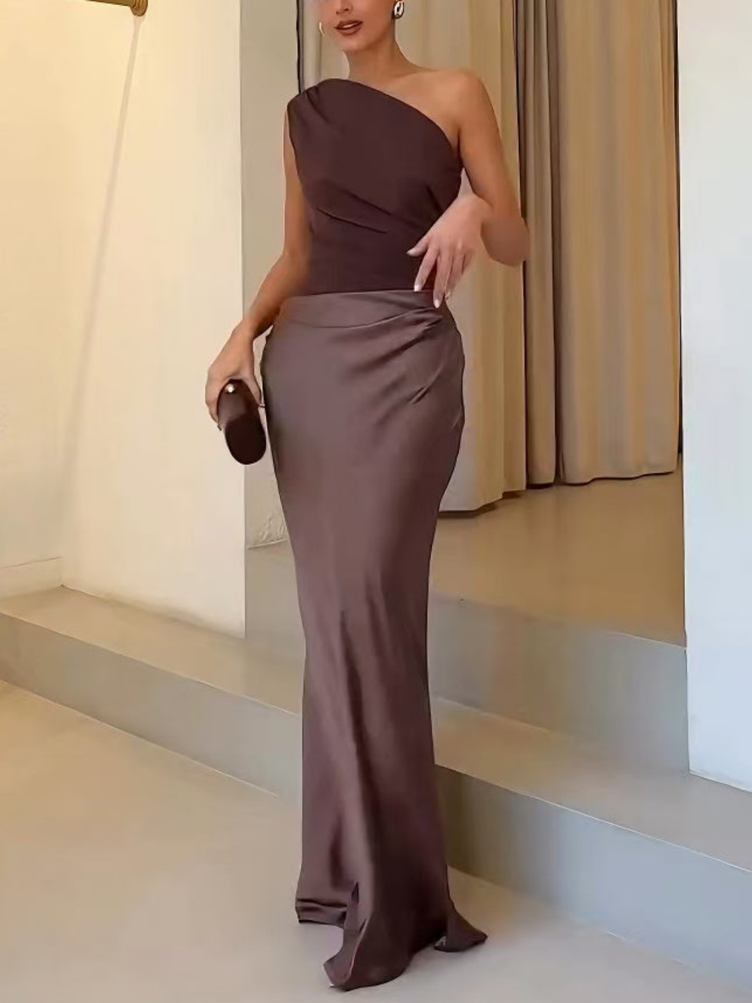 Marlowe | Women's Satin One-Shoulder Maxi Dress