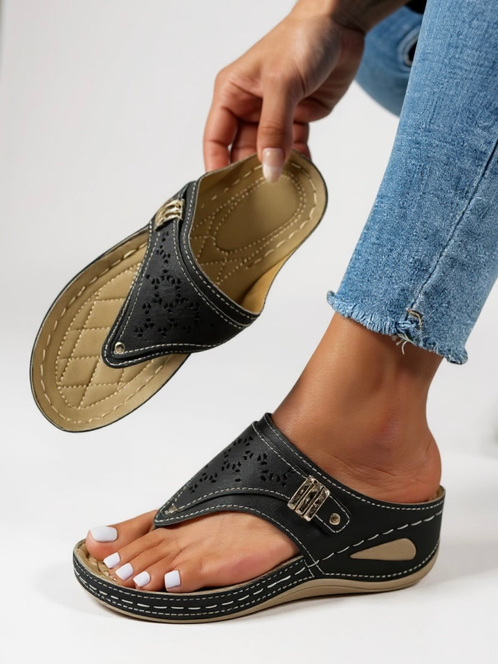Marnie | Women's Orthopaedic Arch-Support T-Strap Wedge Sandals