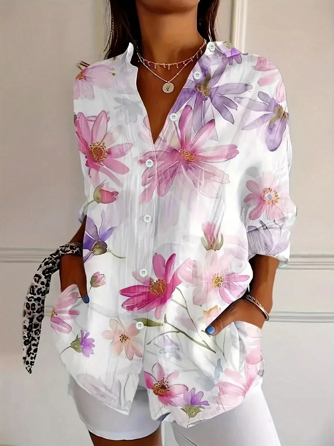 Mette | Women's Cotton Floral Oversized Button-Down Shirt