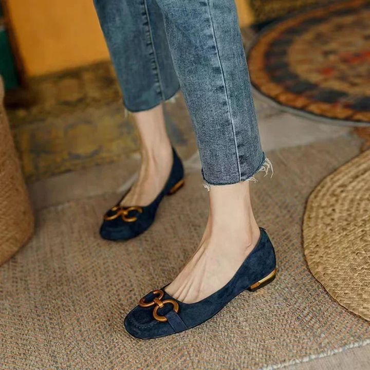 Mette | Women's Leather Horsebit Block Heel Loafer Flats