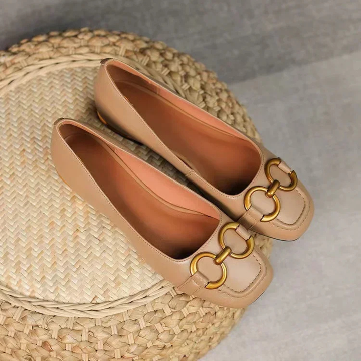 Mette | Women's Leather Horsebit Block Heel Loafer Flats