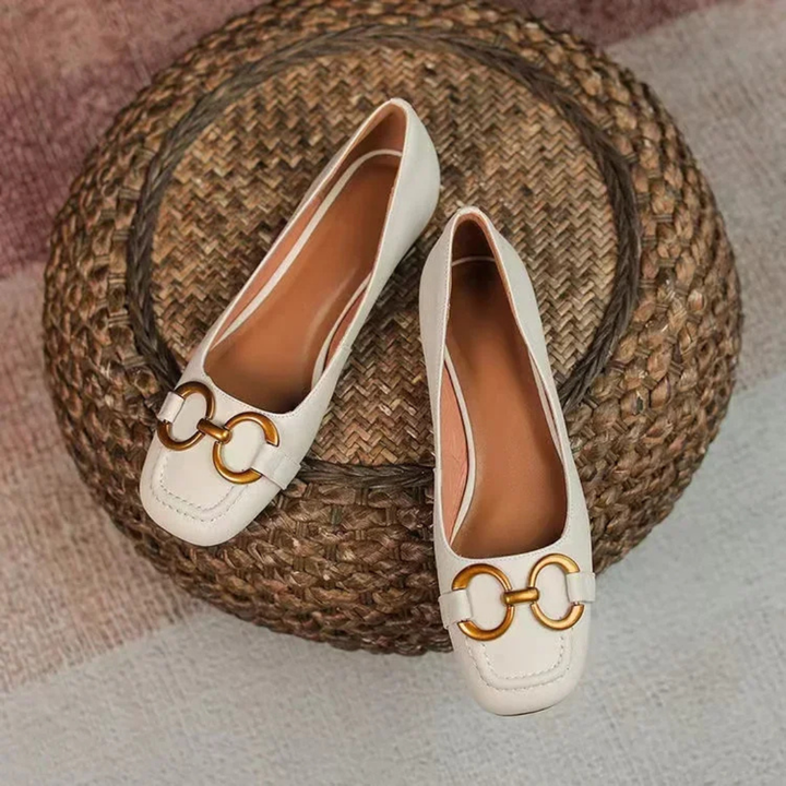 Mette | Women's Leather Horsebit Block Heel Loafer Flats