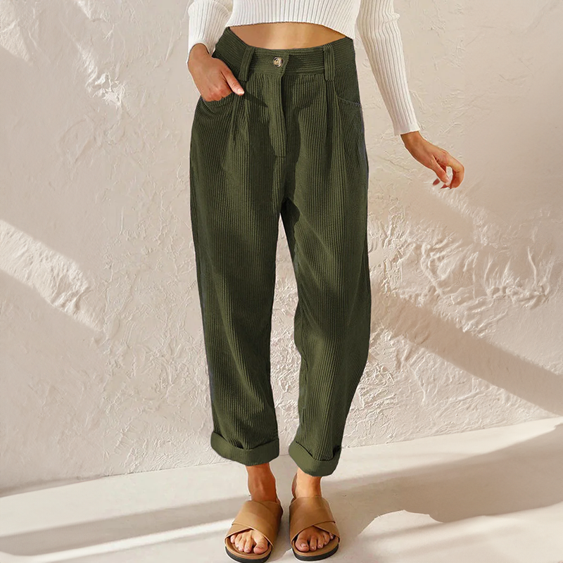 Mette | Women's Linen High-Waist Tapered Casual Trousers