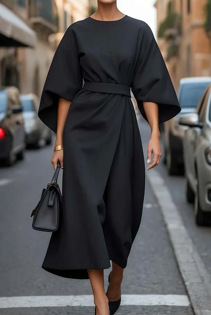 Mette | Women's Stretch Draped Midi Dress Elegant
