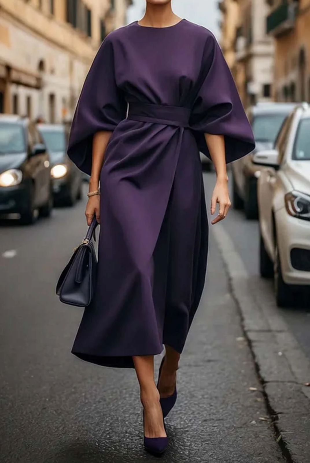 Mette | Women's Stretch Draped Midi Dress Elegant