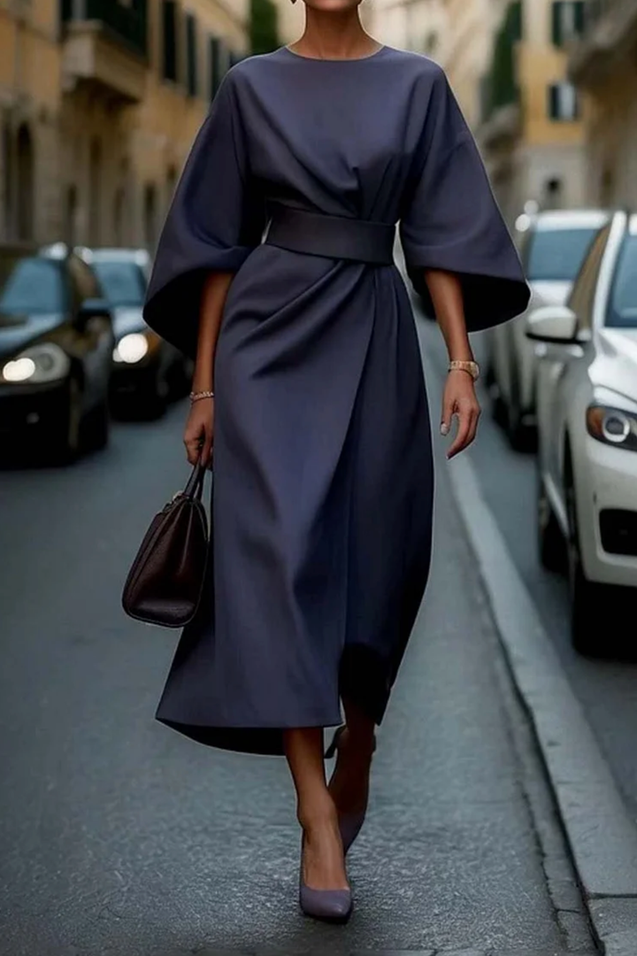 Mette | Women's Stretch Draped Midi Dress Elegant