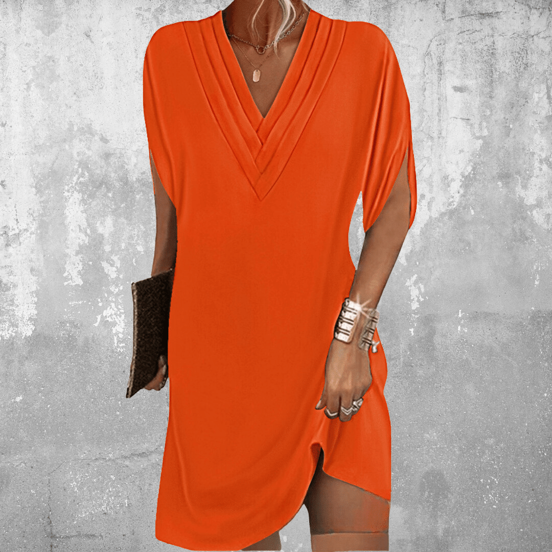 Nadia | Women's Chiffon V-Neck Draped Batwing Mini Dress