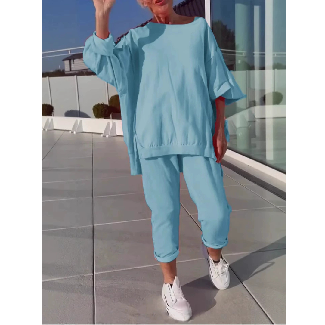 Naya | Women's Cotton Oversized Sweatshirt Jogger Tracksuit Set