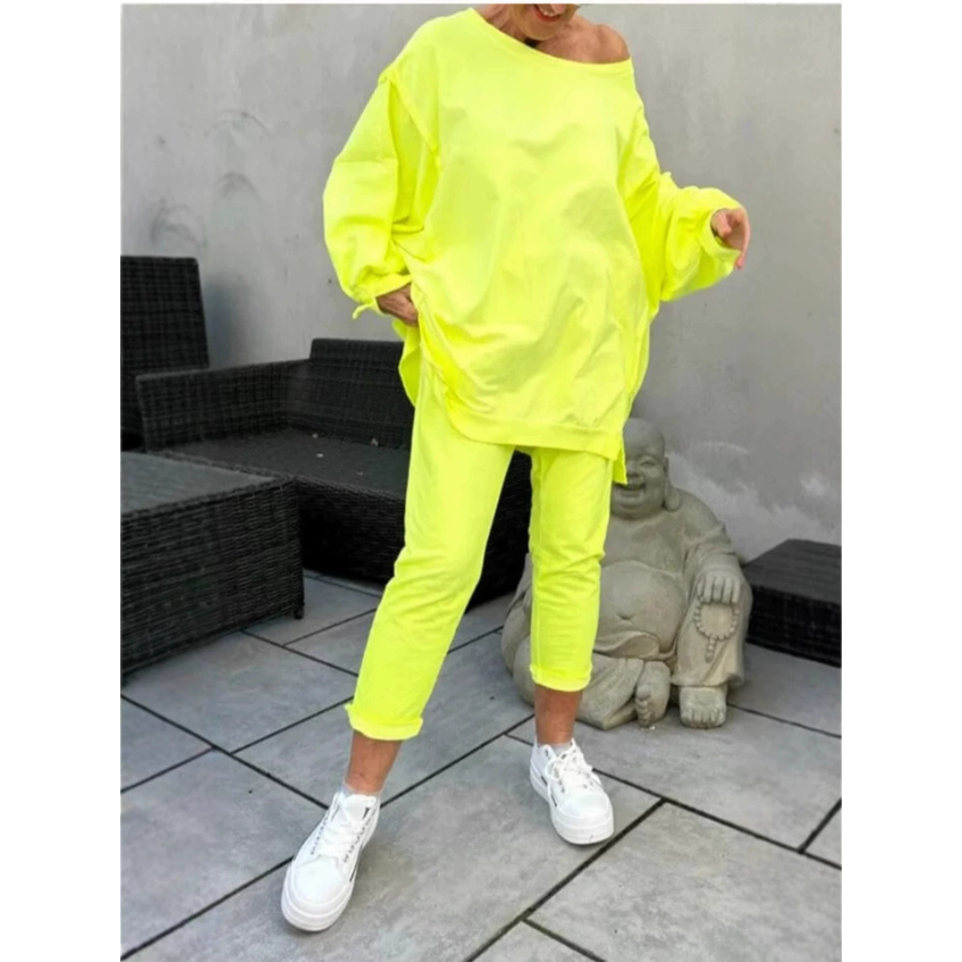 Naya | Women's Cotton Oversized Sweatshirt Jogger Tracksuit Set