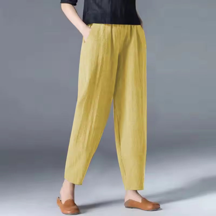 Neva | Women's Linen Relaxed Tapered Cropped Pants