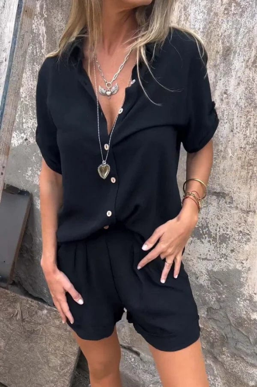 Nola | Women's Linen Button-Down Shirt & Shorts Set