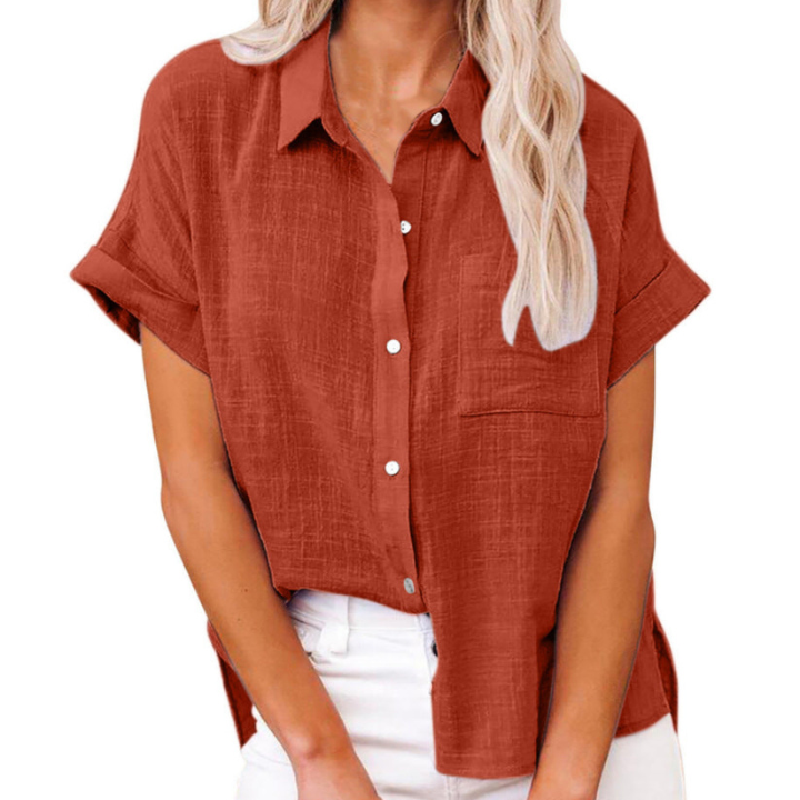 Nola | Women's Linen Short-Sleeve Button-Down Shirt