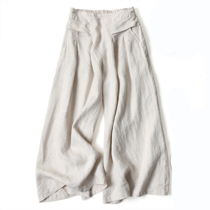 Noor | Women's Linen Pleated Wide Leg Palazzo Pants