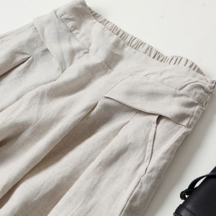 Noor | Women's Linen Pleated Wide Leg Palazzo Pants
