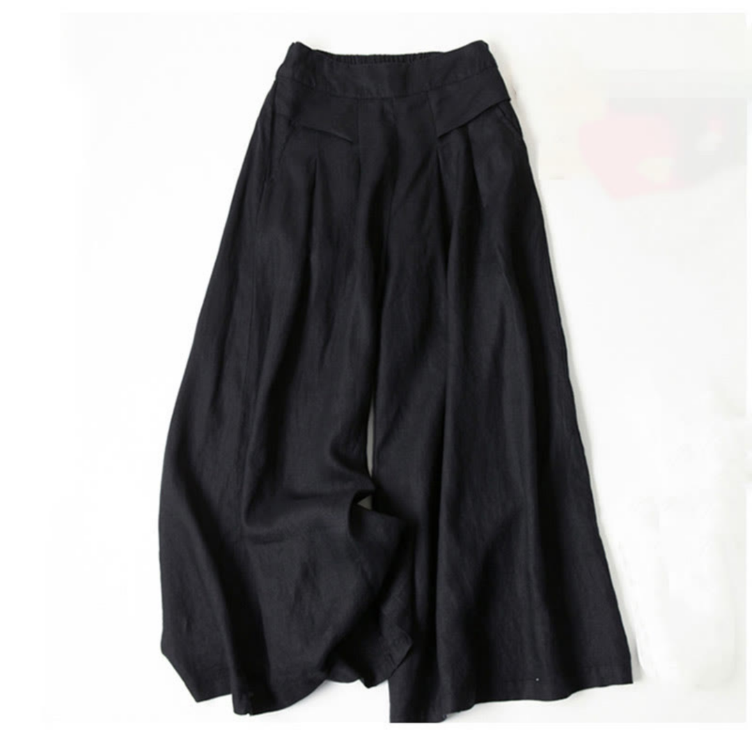 Noor | Women's Linen Pleated Wide Leg Palazzo Pants