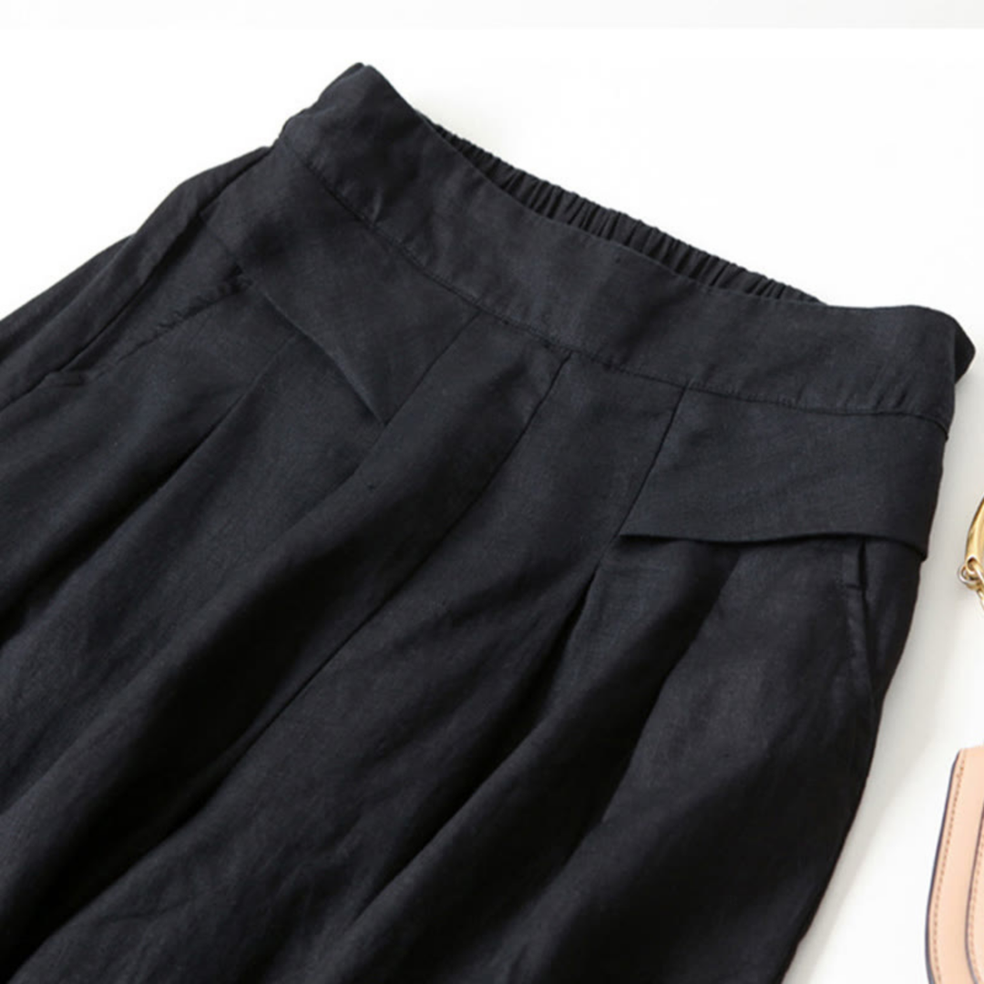 Noor | Women's Linen Pleated Wide Leg Palazzo Pants