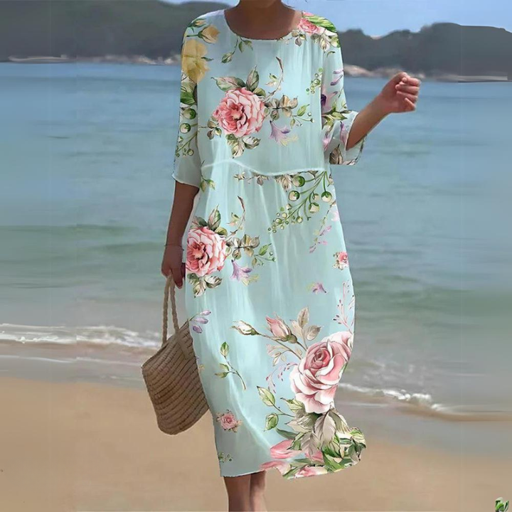 Oceane | Women's Chiffon Marble Print Relaxed Maxi Dress