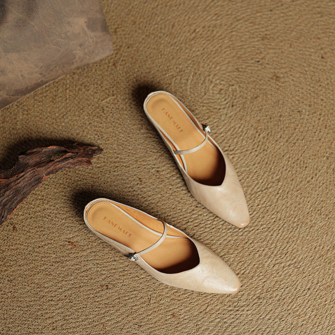 Odette | Women's Leather Pointed-Toe Buckle Strap Flats