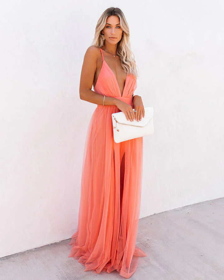 Sierra's Sunset Flow | Spaghetti Strap Maxi Dress