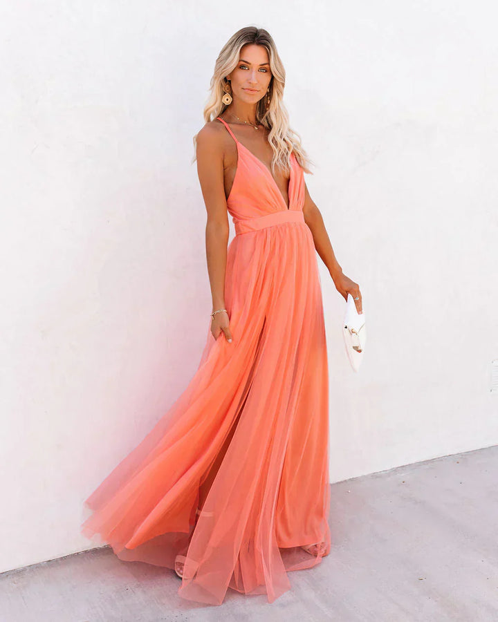 Sierra's Sunset Flow | Spaghetti Strap Maxi Dress